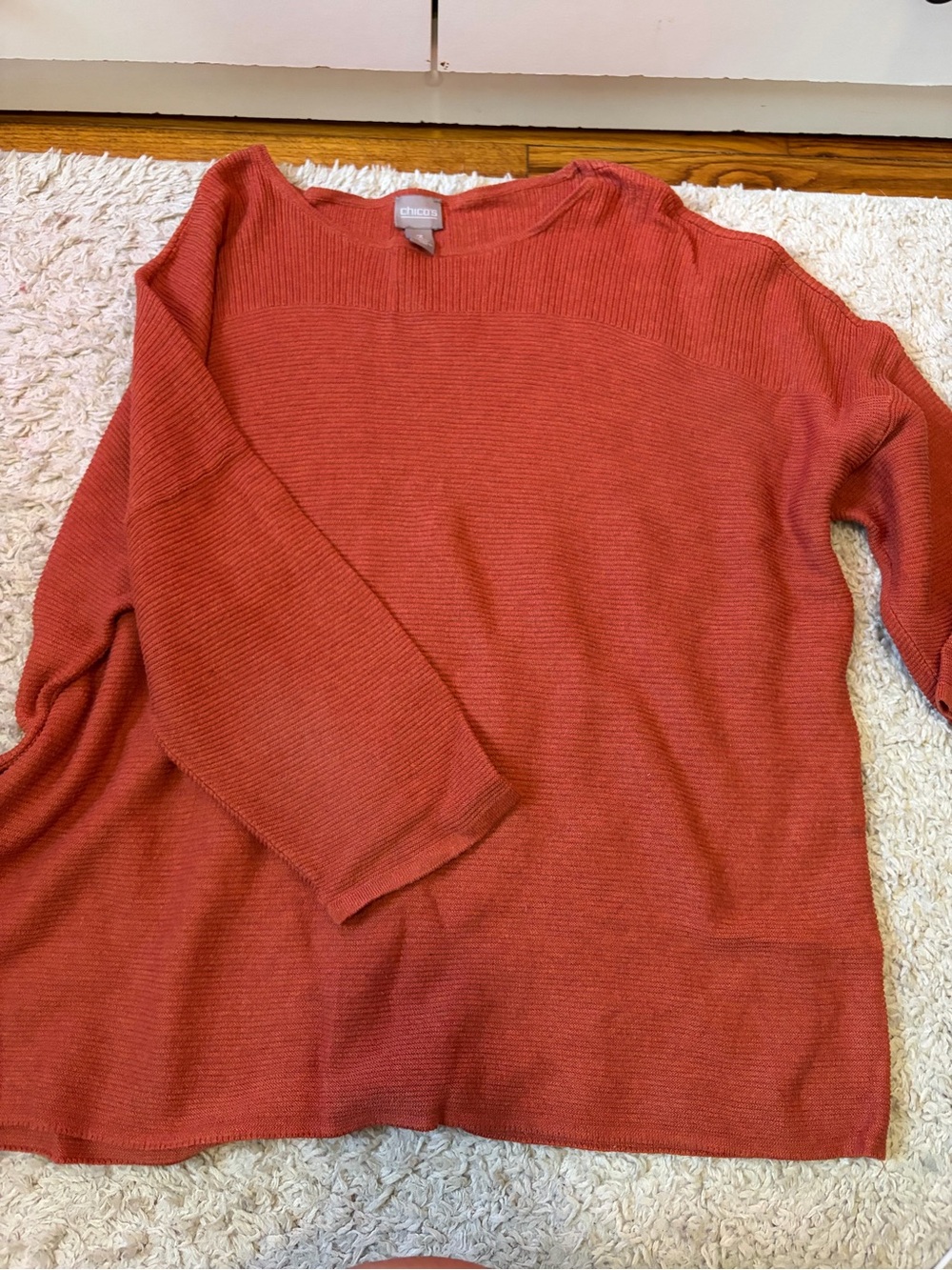 Chico's Rust Orange Lightweight Crewneck Sweater